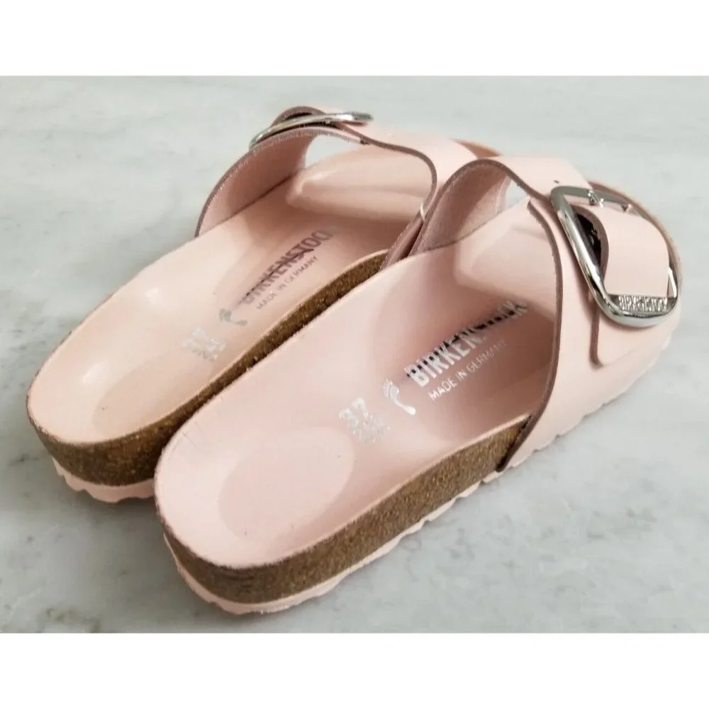 Birkenstock Madrid Big Buckle Sandals High Shine Light Rose Leather Size 37 - Picture 3 of 5